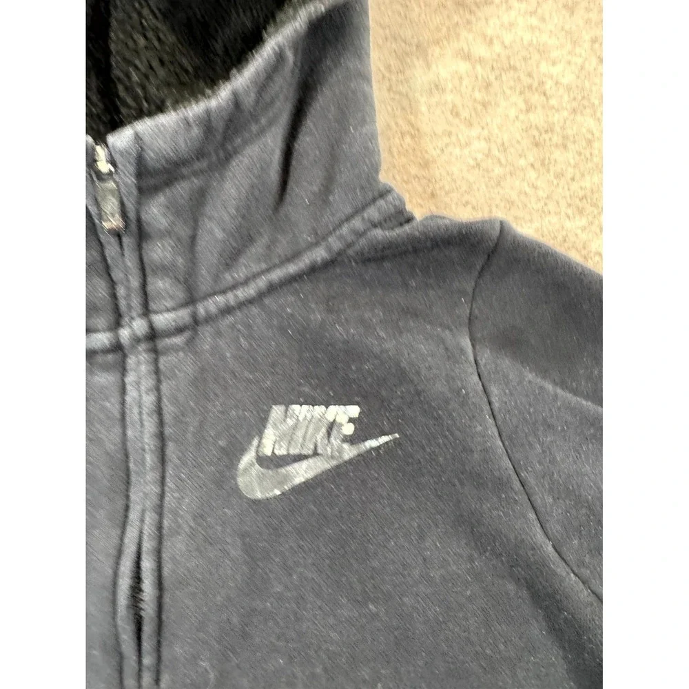 Nike Hoodie Girls XL Navy Sherpa Lined Swoosh Full Zip AV8422-010